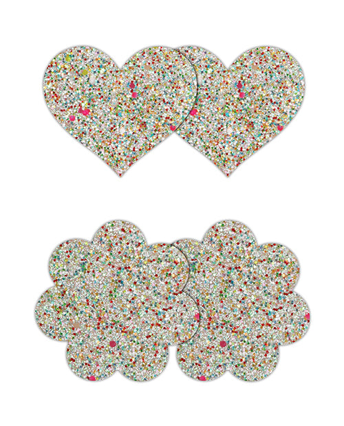 Pretty Pasties Heart & Flower Glow In The Dark - 2 Pair - LUST Depot