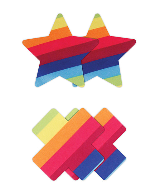 Pretty Pasties Pride Cross & Star Rainbow - 2 Pair - LUST Depot