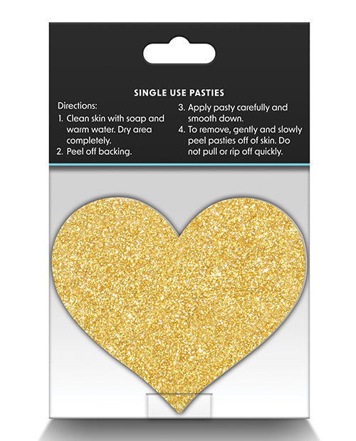 Pretty Pasties Glitter Hearts Black/gold - 2 Pair - LUST Depot