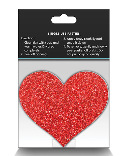 Pretty Pasties Glitter Hearts Red/silver - 2 Pair - LUST Depot