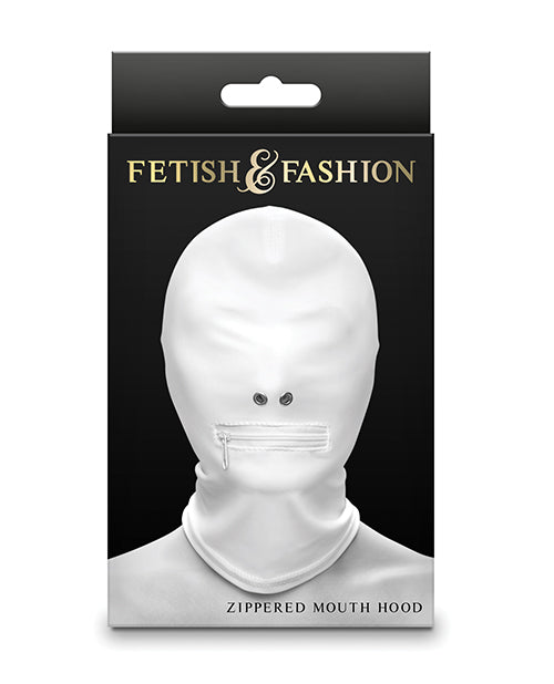 Fetish & Fashion Zippered Mouth Hood - White - LUST Depot