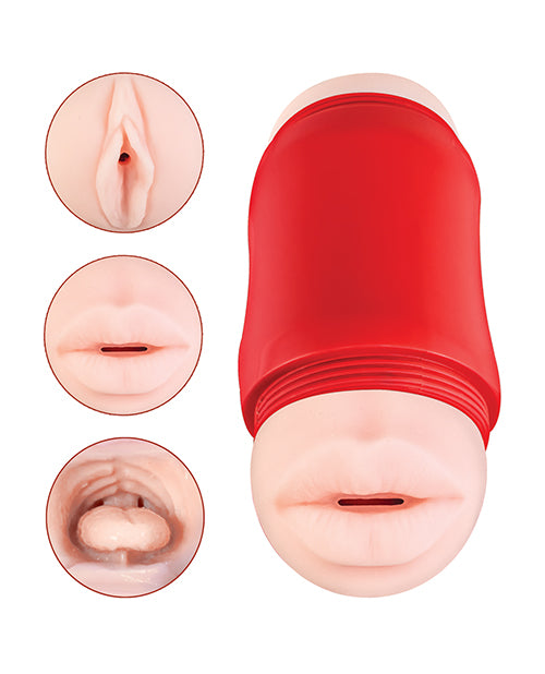 Delite Two Ways Mouth & Vagina Masturbator - White - LUST Depot