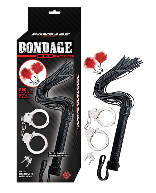 Bondage by Nasstoys Whip & Cuff Set - Red - LUST Depot