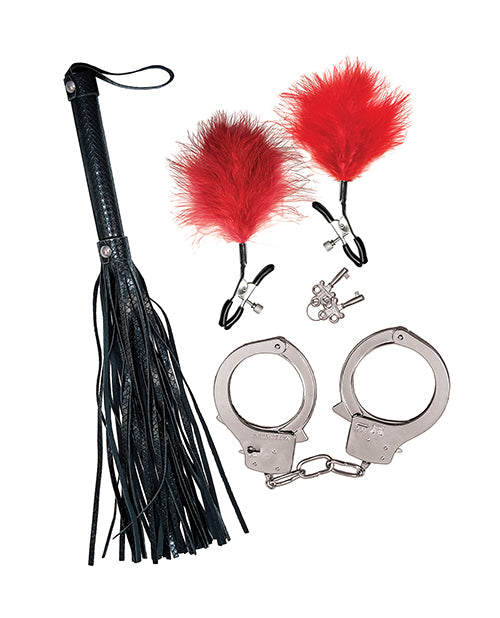 Bondage by Nasstoys Whip & Cuff Set - Red - LUST Depot