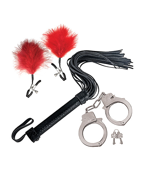 Bondage by Nasstoys Whip & Cuff Set - Red - LUST Depot