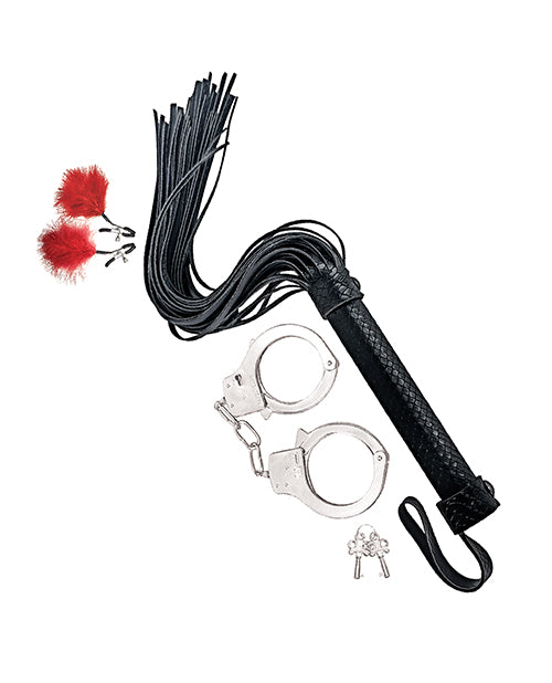 Bondage by Nasstoys Whip & Cuff Set - Red - LUST Depot