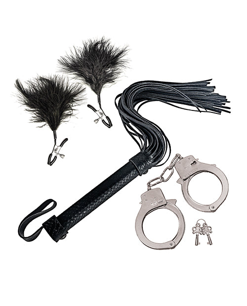 Bondage by Nasstoys Whip & Cuff Set - Black - LUST Depot