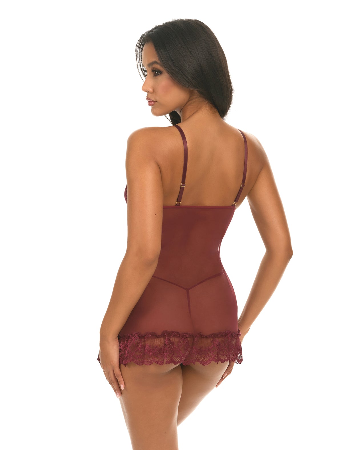 Valentine Lacey Babydoll w/G-String - Zinfandel LG