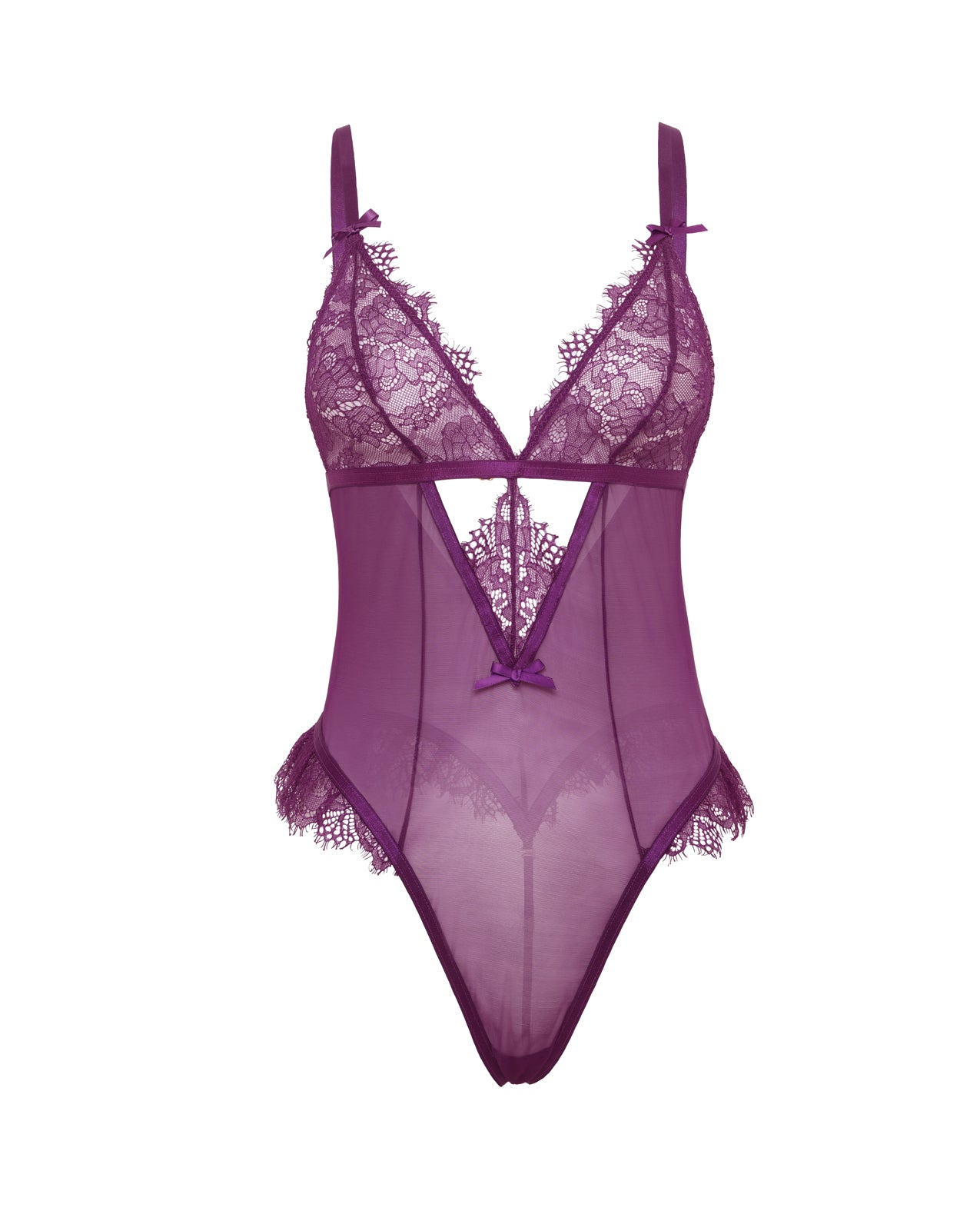 Katana Mesh & Lace Teddy - Purple L/XL