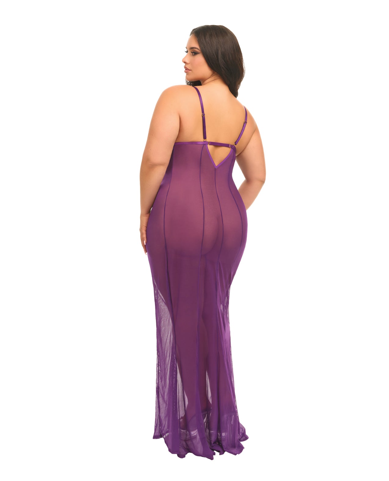 Katana Mesh & Eyelash Lace Gown - Purple 1X/2X