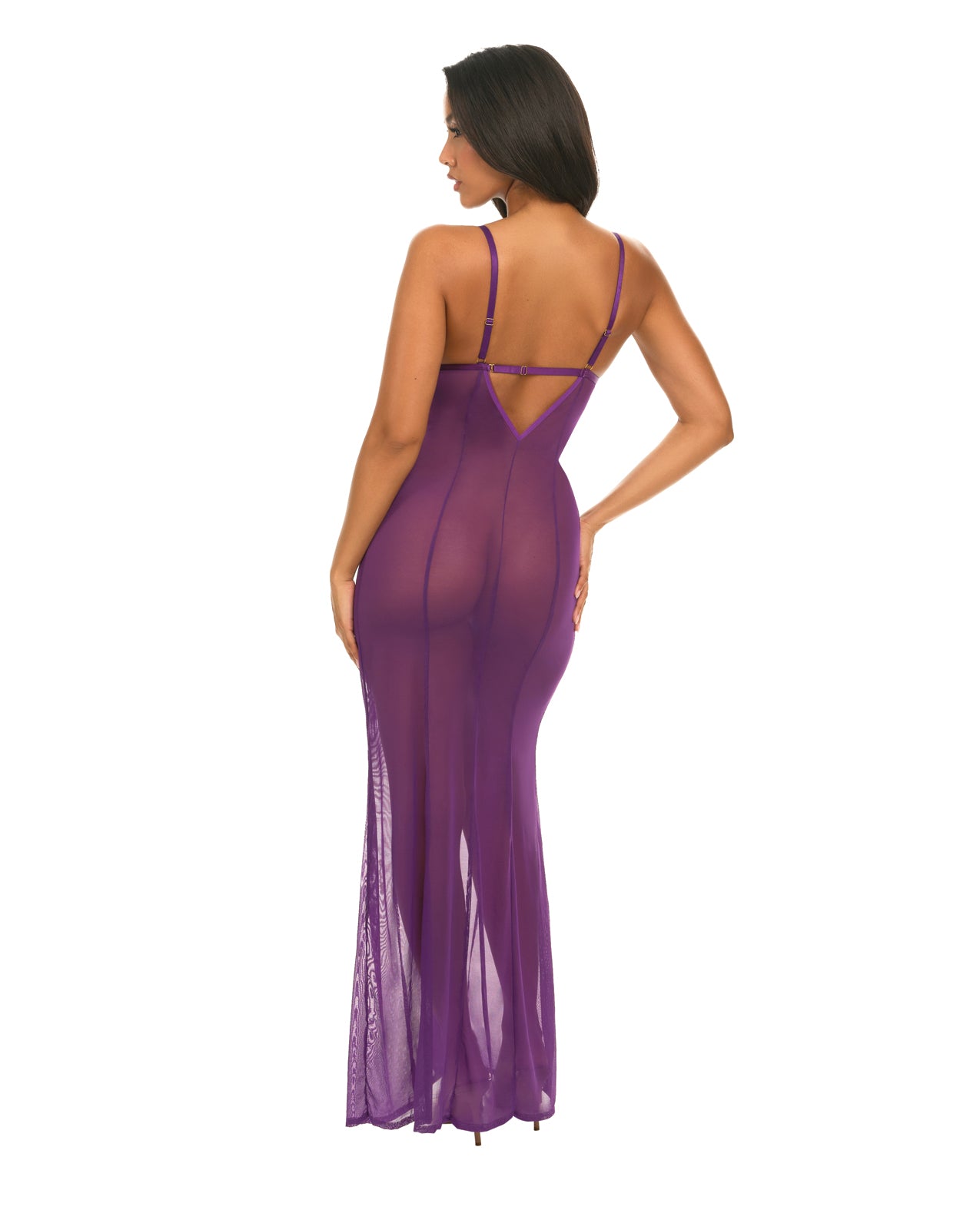 Katana Mesh & Eyelash Lace Gown - Purple L/XL