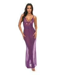 Katana Mesh & Eyelash Lace Gown - Purple L/XL