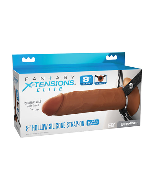 Fantasy X-Tensions Elite 8" Silicone Hollow Strap-on w/Harness - Brown