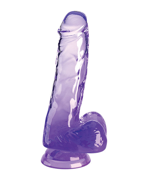 King Cock Clear 6" Cock W/balls - Purple - LUST Depot