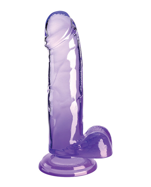 King Cock Clear 7" Cock W/balls - Purple - LUST Depot