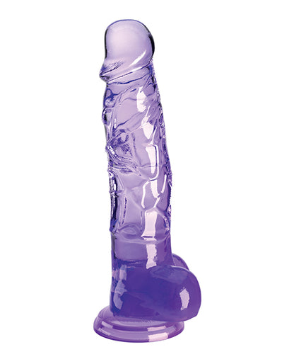 King Cock Clear 8" Cock W/balls - Purple - LUST Depot