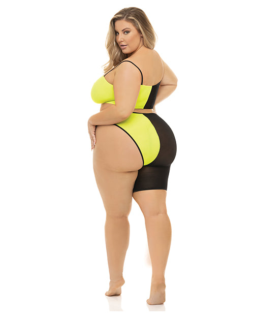 Pink Lipstick Block You Out Bandeau & Bottom Black/yellow Qn - LUST Depot