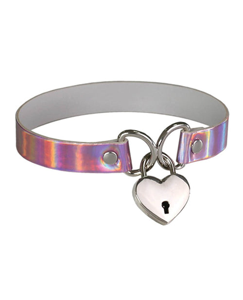 Plesur Holographic Lock Collar - Pink - LUST Depot