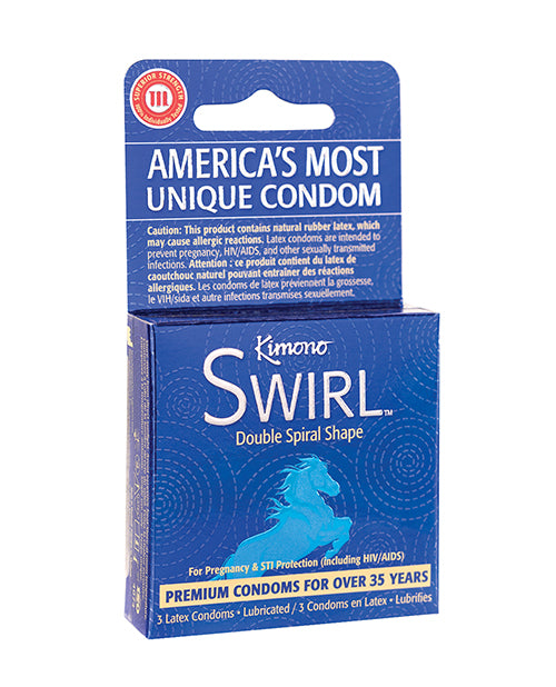 Kimono Swirl Double Spiral Shape Condoms - Pack of 3 - LUST Depot