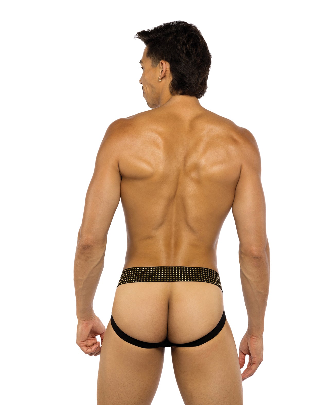 Sacred Heart Jockstrap w/Contoured Pouch & Studded Elastic Waist - Black MD