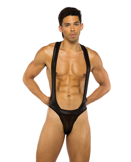 Men's Wrestling Jockstrap Singlet - Black LG