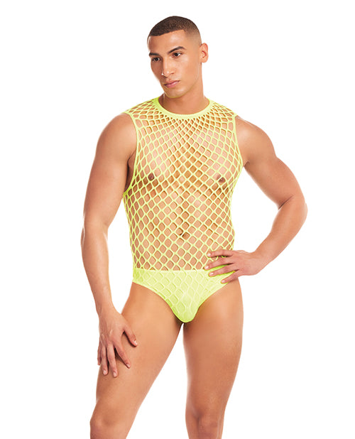 Rainbow Party Full Effect Large Mesh Unitard 2 pc Set - Yellow S/M - LUST Depot