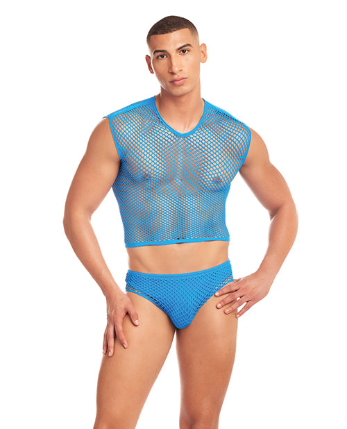 Rainbow Party Net Flex Large Mesh 3 pc Set - Blue L/XL - LUST Depot