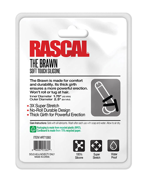 Rascal The Brawn Silicone Cock Ring - Black - LUST Depot