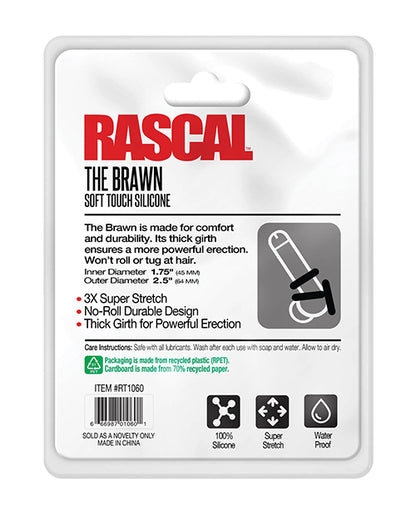 Rascal The Brawn Silicone Cock Ring - Black - LUST Depot