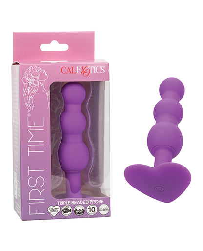 First Time Vibrating Triple Beaded Anal Probe - Purple - LUST Depot