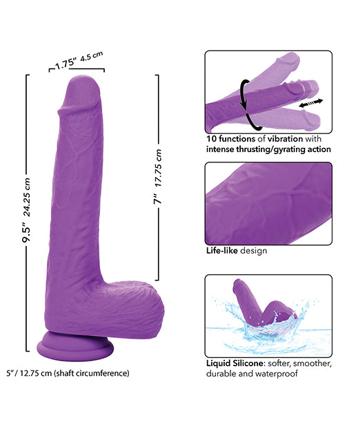 Silicone Studs Rechargeable Gyrating & Thrusting Vibrator - Purple