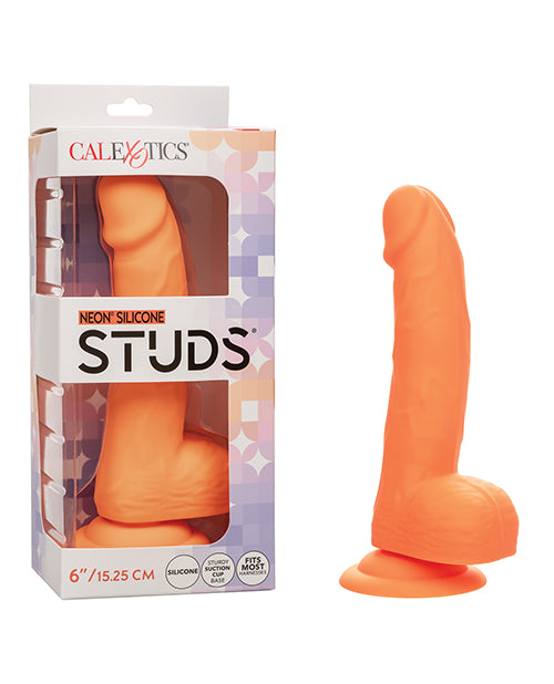 Silicone Studs Neon 6" Dildo - Orange