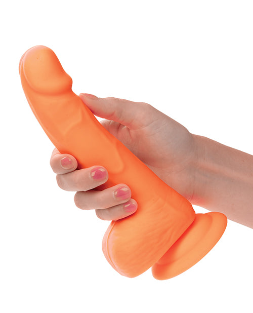 Silicone Studs Neon 6" Dildo - Orange