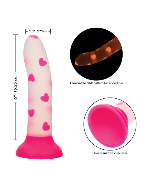 Glow Stick Heart Suction Cup Glow-in-the-Dark Dildo - Pink - LUST Depot