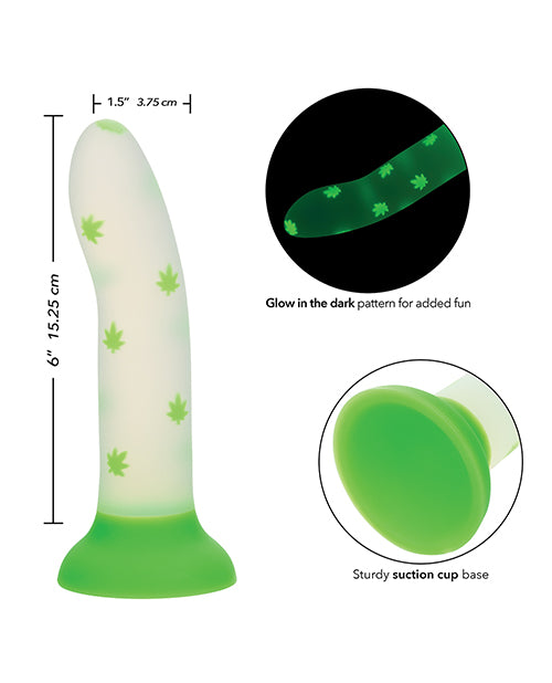 Glow Stick Leaf Suction Cup Glow-in-the-Dark Dildo - Green - LUST Depot