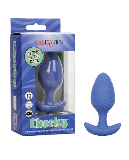 Cheeky Glow in the Dark Vibrating Butt Plug -  Large Blue