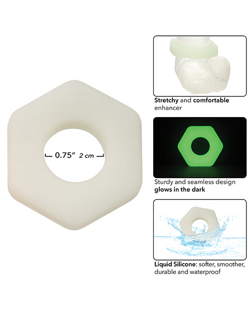 Alpha Liquid Silicone Glow in the Dark Prolong Sexagon Ring - LUST Depot