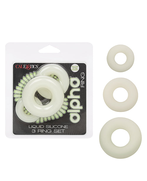 Alpha Liquid Silicone Glow in the Dark Cock Ring - Set of 3 - LUST Depot