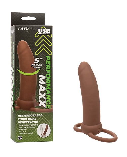 Performance Maxx Rechargeable Thick Dual Penetrator - Brown - LUST Depot