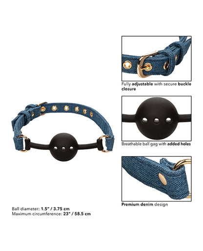 Ride 'em Premium Denim Collection Ball Gag - LUST Depot