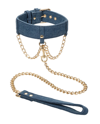 Ride 'em Premium Denim Collection Collar W/leash - LUST Depot