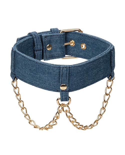 Ride 'em Premium Denim Collection Collar W/leash - LUST Depot