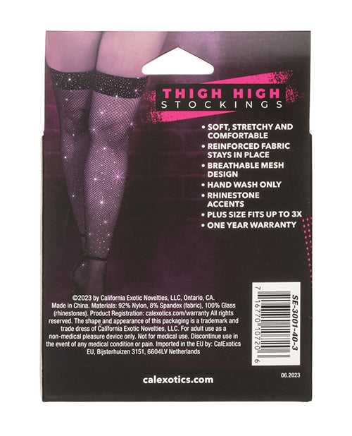 Radiance Thigh High Stockings - Black Plus Size - LUST Depot