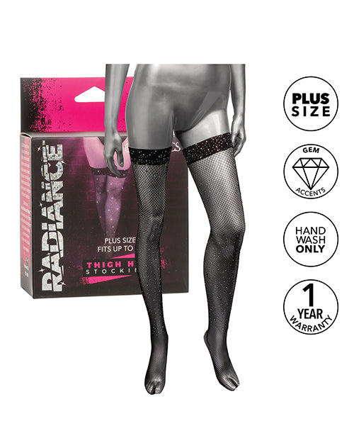 Radiance Thigh High Stockings - Black Plus Size - LUST Depot