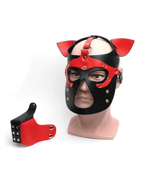 665 Bondage Pup Hood - O/S Black/Red - LUST Depot