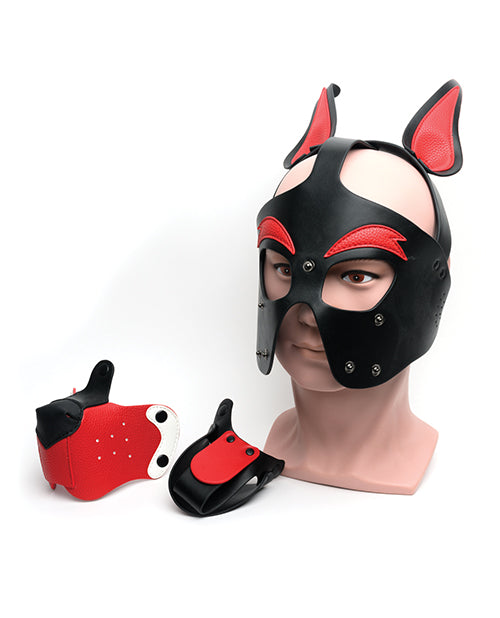 665 Playful Pup Hood - O/S Black/White/Red - LUST Depot