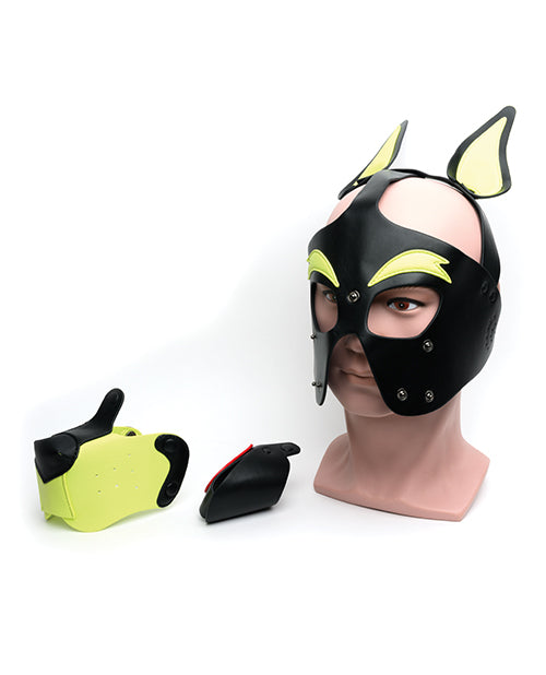 665 Playful Pup Hood - O/S Black/Yellow - LUST Depot