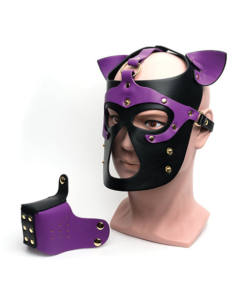 665 Bondage Pup Hood - O/S Black/Purple - LUST Depot