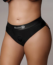 Shots Ouch Vibrating Strap On Thong W/removable Rear Straps - Black Xl/xxl - LUST Depot