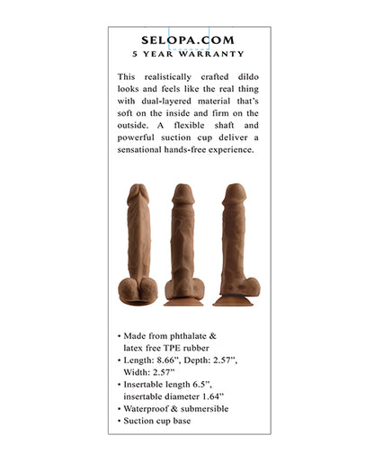 Selopa 6.5" Natural Feel Dildo - Dark - LUST Depot